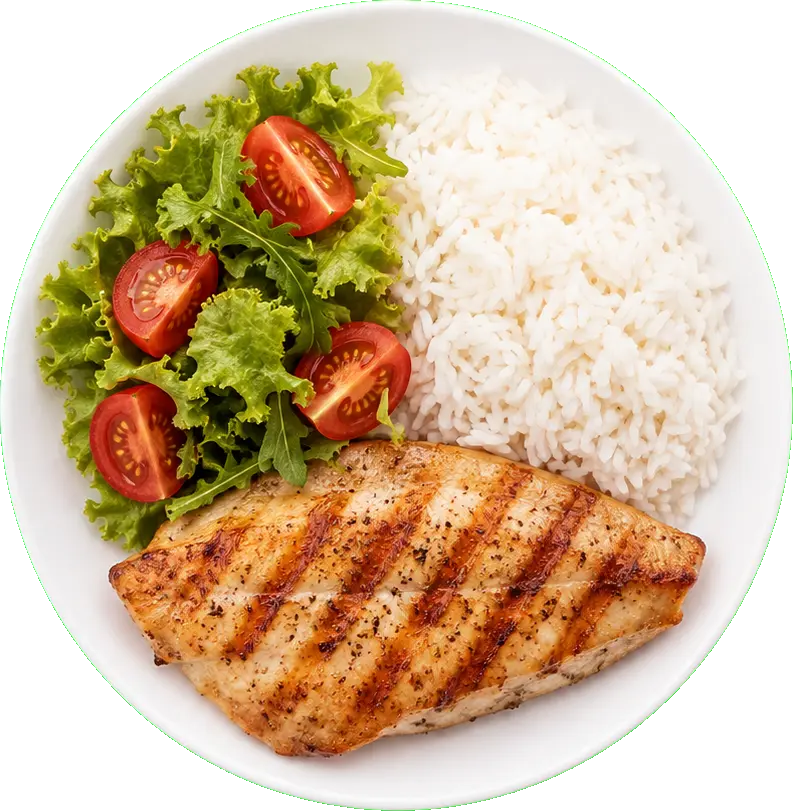 Peixe grelhado com salada